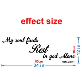 ANFRJJI Removable PVC Wall Decal - My Soul Finds Rest in God Alone - Inspirational Scripture Quote for Church, Prayer Room and Home Worship - Effect 34"x12"inch (Black-JWH319-Rest)