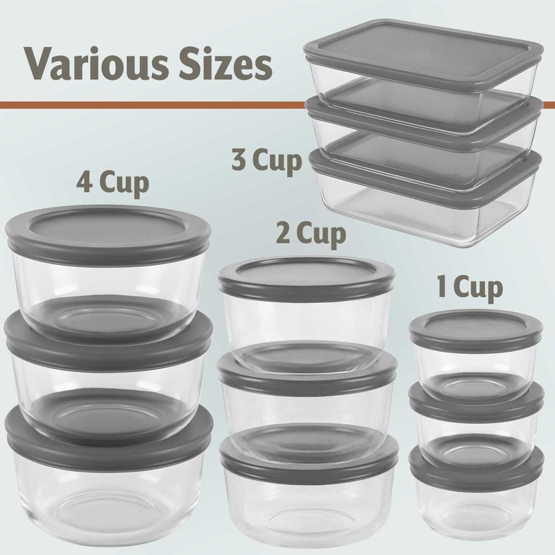 24pc Set Glass Food Storage Containers & Bowls with Airtight