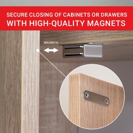 LouMaxx Magnetic Door Catch Strong - 4kg Holding Force - Set of 10 in Stainless Steel - Cabinet & Door Magnets