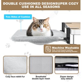 TidyNuts Cat Desk Bed, Soft Faux Fur & Breathable Mesh Bed, Suitable for All Seasons, Supports 49lbs, Perfectly fits Office Desks, Game Tables and Island Table, Easy to Clean