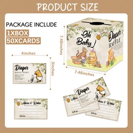 Kihraw 51 Pcs Diaper Raffle Box with Tickets for Baby Shower Decorations Party Decorations Games Baby Shower Holder Box for Girl Boy Diaper Raffle Party