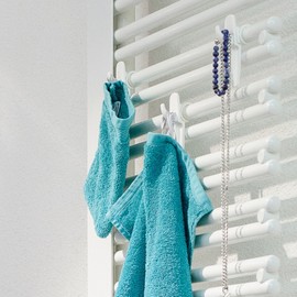 Prime Towel Rail Radiator Chrome Set of 2 - Made in Germany - Hook Clip the Original Round Radiator Hook for the Bathroom