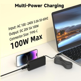 100W USB C Type C Laptop Charger Replacement for Dell Latitude 3550 5340 5420 5440 5540 7340 7440 7640 9420 9440; Dell Precision 3480 3580 3581 5480 5680 Adapter Power Supply Cord