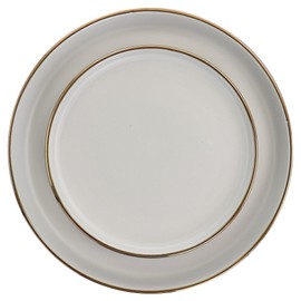 Elama Louis 16 Piece Stoneware Dinnerware Set in Matte Slate with Gold Rim, (Arthur Paul Louis Set)