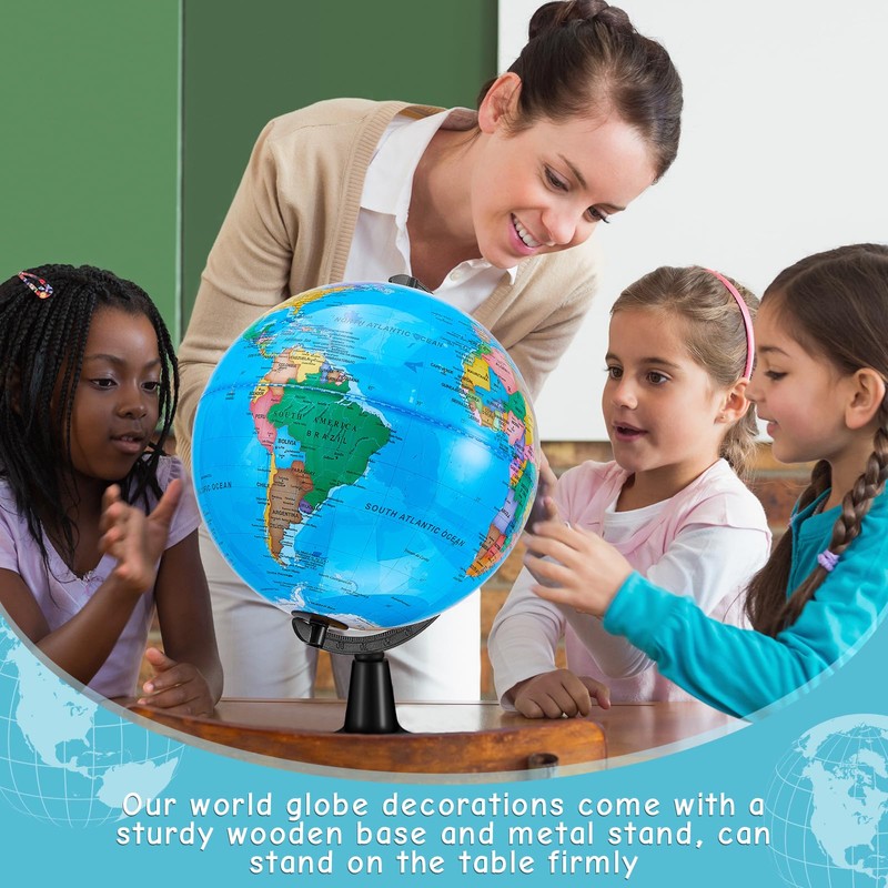 Amylove 13'' Illuminated World Globe with Stand 720°/360° Rotation Rewritable