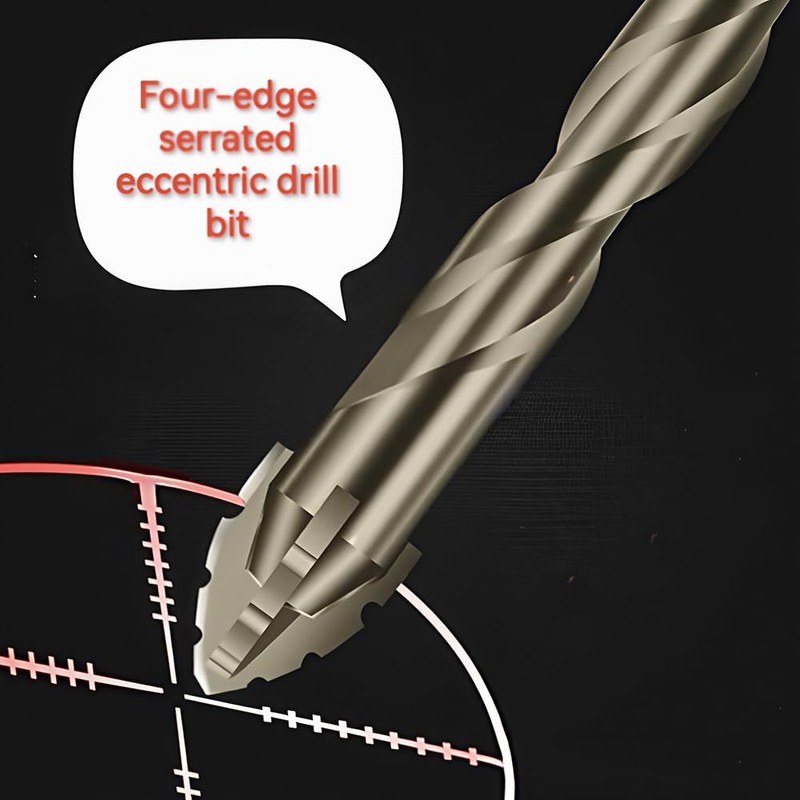 12pcs-New Four-Flute Sawtooth Eccentric Drill Bit, Multifunction Drill Bit Set,High