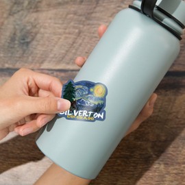 Lantern Press Sticker Silverton, Colorado, Bigfoot, Starry Night, Die Cut Vinyl, (Waterproof Decal for Cars, Water Bottles, Laptops, Coolers), Small