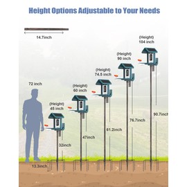 Onlyfly Bird Feeder Pole Stand – 104 Inch Height Feeding Station with 1-Inch Dia Heavy Duty for Hanging Feeders, Bird House Pole Mount Kit for Outdoor, Slip-Fit Connection, Copper Brushed