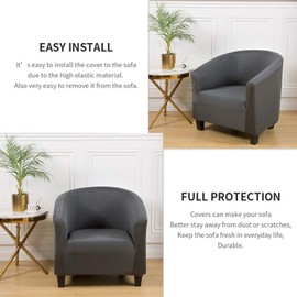 Funda para silla de club, funda elástica con parte inferior elástica, fundas para silla de club, funda de tela universal para sillón de bar, mostrador de bar, sala de estar (gris)