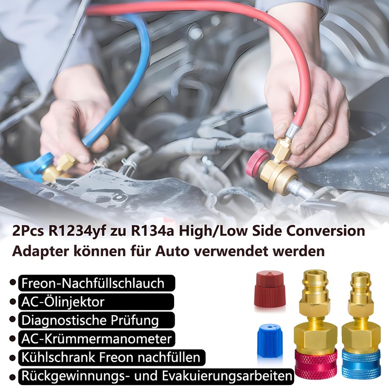 Saipor 2Pcs R1234YF Quick Couplers Kit, R1234yf to R134a Conversion