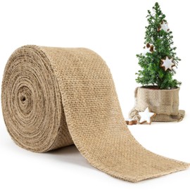 RAINFLOW Burlap Ribbon - 10 Yards Thick Ribbon for Flower Bouquet Ribbons for Crafts Natural Burlap Fabric Burlap Roll for Wedding Decorations or Tree Ribbon Gift Wrapping Supplies(Wide:3 inch)