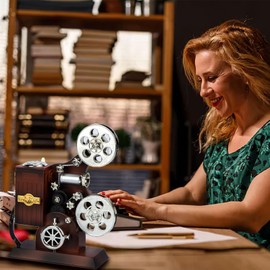 POPgifts Movie Projector Music Box, Mini Antique Vintage Craft Music Box Plays Tune for Elise Movie Theater Hollywood Theme Party Decoration for Cinema Time Bridal Shower Birthday Party Favor Supplies