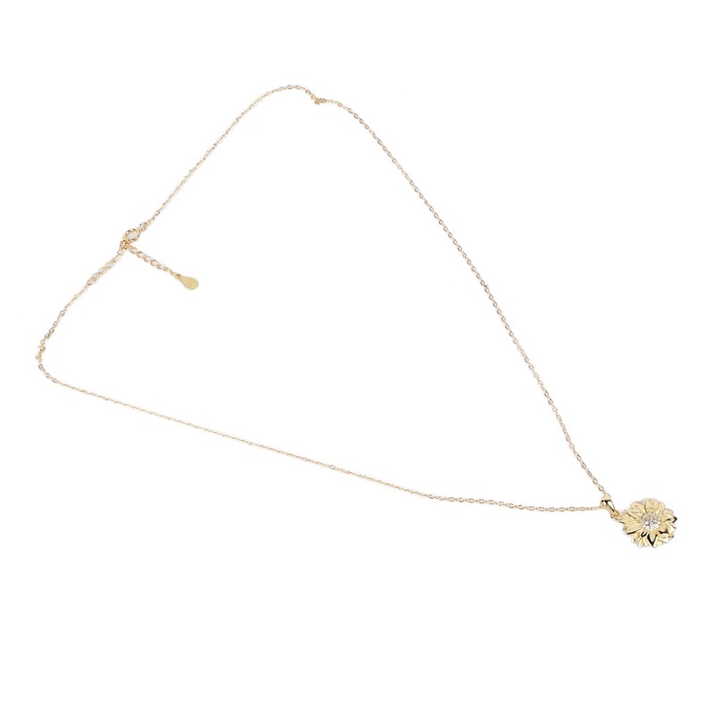 Pendant Necklace 925 Silver Sunflower Shape Gold Exquisite Shiny Elegant