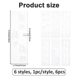 SUPERFINDINGS 6Pcs 6 Styles Footprints Stencil Reusable Stencils mini Footprints Clear Acryli Stencils for Fabric Walls Arts Paper Home Decoration