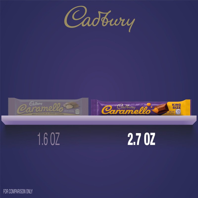 CADBURY CARAMELLO Milk Chocolate Caramel King Size, Candy Bars, 2.7