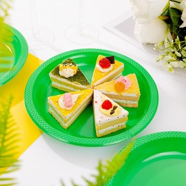 WELLIFE Green Party Plates 9 Inch -150 Count Plastic Plates for Party, Disposable Plastic Plates Set for Party Supplies & Dessert Plates
