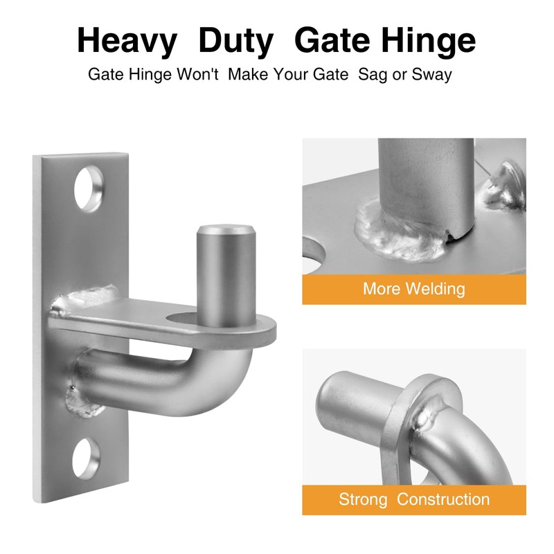Heavy Duty Gate Hinges,4Pack Wall Mount Gate Hinge with 5/8