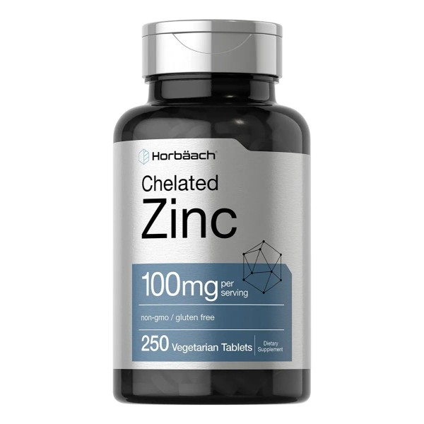 Zinc Quelado 100mg (250 Tabletas) Alta Potencia Horbaach Sabor S/n