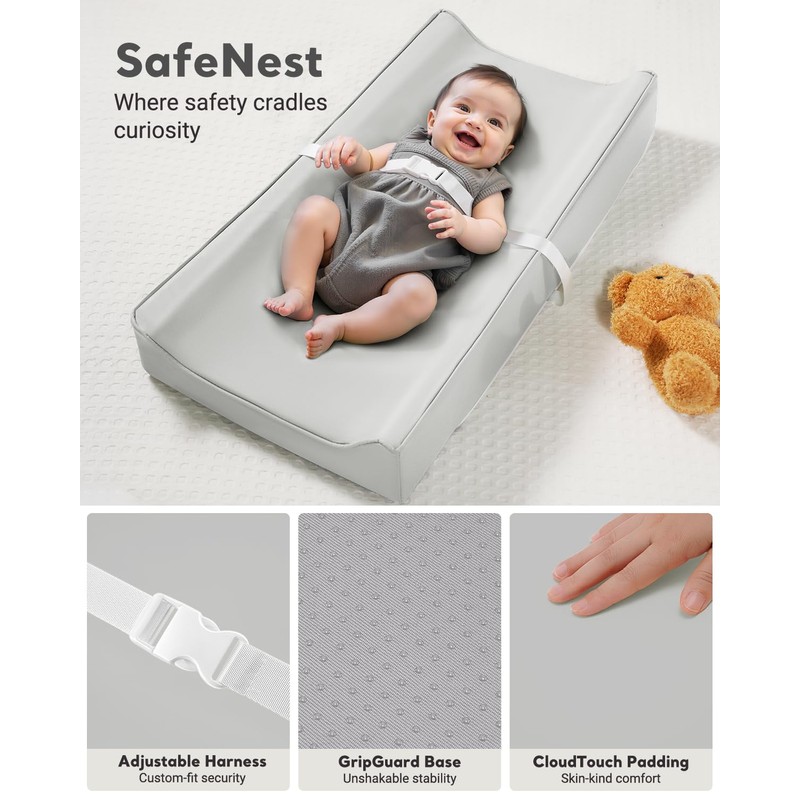 Vegan Leather Waterproof Baby Changing Pad - Wipeable, Extra Thick