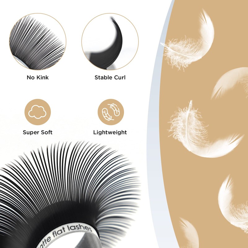 LASHVIEW Eyelash Extensions,Ellipse Flat Eyelash Extensions 0.15mm C Curl 8-15mm