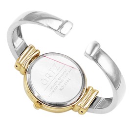 Rosemarie Collections Women's Mother of Pearl Metal Cuff Watch (Two Tone)