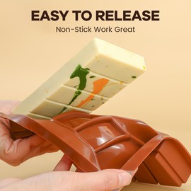 Fimary Dubai Chocolate Molds 1 Inch Deep, Silicone Chocolate Bar Mold – Non-Stick, Flexible, Large and Thick Homemade Chocolates, Candies, and Desserts - Set of 2