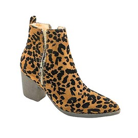 Mata Shoes Pointy Toe Chunky Heel Ankle Fashion Boots For Women Tiger Leo Size 7
