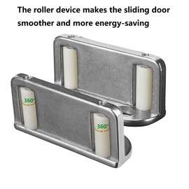 WWFFEN 4 Barn Door Floor Guide Bearing Design, Sliding Barn Door Floor Guide Adjustable Rollers at The Bottom Strong and Durable Steel Frame.Silver