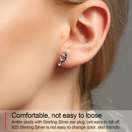 Jewever 925 Sterling Silver Deer Antlers Stud Earrings Women Jewelry