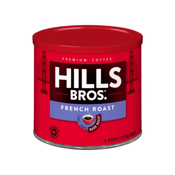 Hills Bros French Roast Ground Coffee, Dark Roast, 24 Oz. Can – Full-Bodied, French Roast Dark Coffee Blend with a Rich, Bold Taste