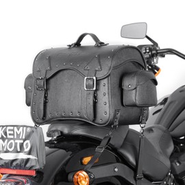 KEMIMOTO Motorcycle Leather Tail Bag 30L Luggage Bag Upgrade Motorcycle Waterproof Travel Bag Storage Bag Foldable Rear Rack Pannier Bag with Straps