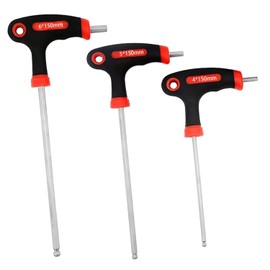 YUENTOEN Bicycle T-Shaped Long Ball Point Hex Wrench 0.2 inch (4 mm), 0.2 inch (5 mm), 0.2 inch (6 mm), Set of 3, Hex Wrench Set, Bicycle Repair Tool