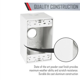 TayMac SD375WH Weatherproof Box, 1-Gang, (3) 4-Inch Outlets, Deep, White