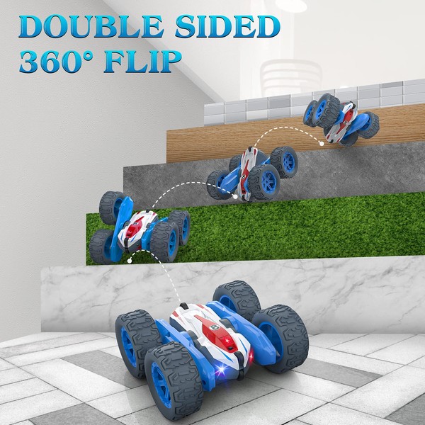 Remote Control Cars, 4x4 RC Crawler Stunt Car Toys for Boys Double Sided 360°Rotation Kids Present Birthday Gifts for 3 4 5 6 7 8 9 10 Year Old Boys Girls Indoor Outdoor Games Gadgets for Teenage