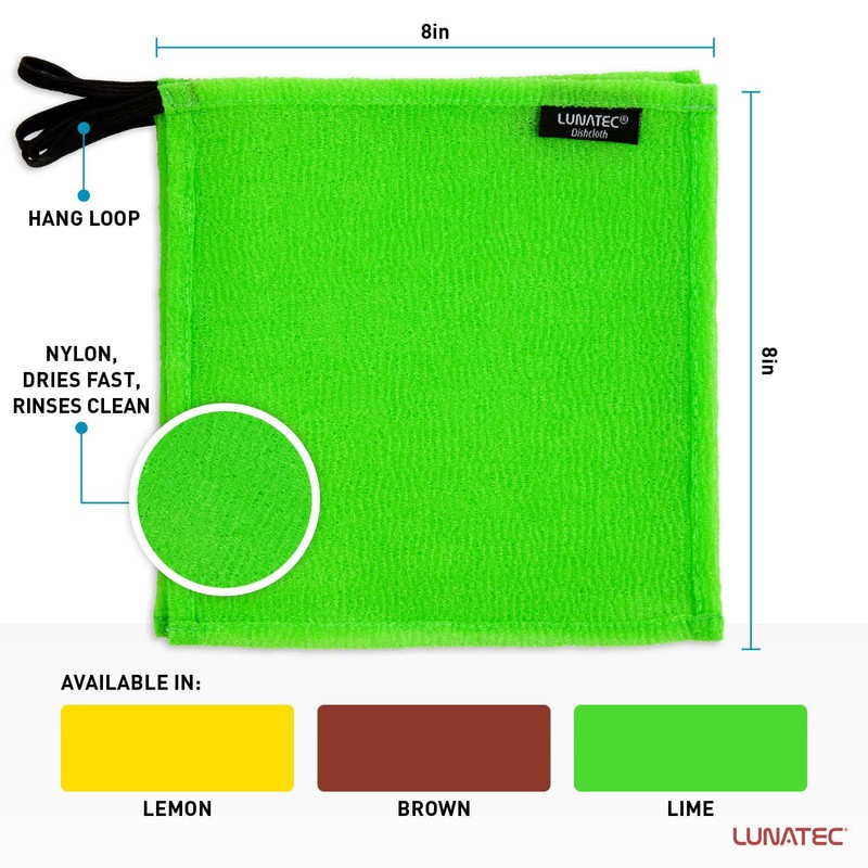 Lunatec Odor-Free Kitchen Dishcloths. A Scrubber and scouring pad for