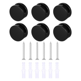 HJZHII 6 Stück Rahmenlose Spiegelhalterung, 3–5 Mm Spiegelhalterung Wand Mit Metallschrauben Spiegelhalter Spiegel Halterung Spiegelhalter Hardware Kit Für Dickes Glas Schwarz