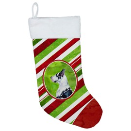 Caroline's Treasures LH9236-CS Great Dane Candy Cane Holiday Christmas Christmas Stocking Fireplace Hanging Stockings Christmas Season Party Decor Family Holiday Decorations
