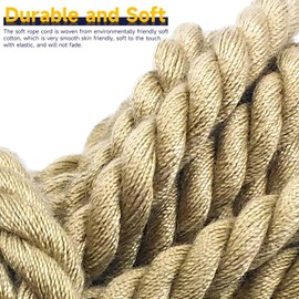 Multifunction Cotton Rope - Natural Twisted Rope Cotton Cord 16Ft/5M 2Pcs Durable All Purpose Craft Rope 8MM Thick Long Rope Hanging, Decor, Pet Toys, Crafts, DIY, Indoor Outdoor Use