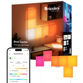 Nanoleaf Blocks Squares Smarter Kit - WiFi Smart RGBW 16M+ Color LED Dimmable Gaming and Home Decor Wall Light Panels (6pk)