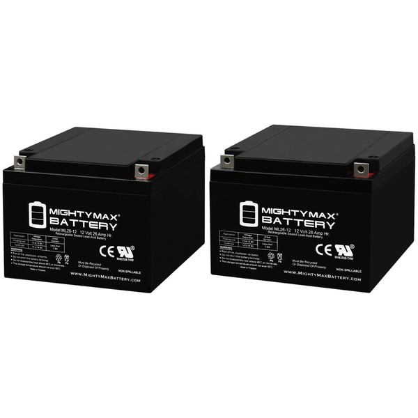 Mighty Max Battery ML26-12 12V 26AH T3 Terminal - Sealed