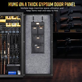 INKUITEN Gun Safe Door Organizer - 4 Large Pockets for Easy Storage | Locker Hanging Organizer for Gun Cabinet, Police Locker, Gym & Closet | Quick Installation, Durable 1680 Oxford Cloth