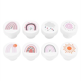 ALLOMN Wooden Cabinet Knob, 8PCS Children's Round Drawer Knobs Furniture Pull Handle 35mm White Wooden Cupboards Knob with Screws for Kids Room Bedroom Home Kitchen Decor