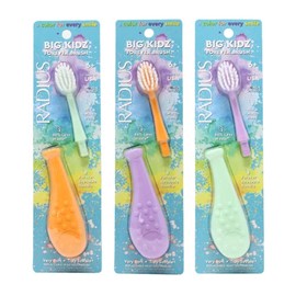 RADIUS Big Kidz Forever - Cepillo de dientes con cabeza reemplazable para niños, a partir de 6 años, libre de BPA, aceptado por ADA para dientes y encías en crecimiento, diestros y zurdos, extra suave