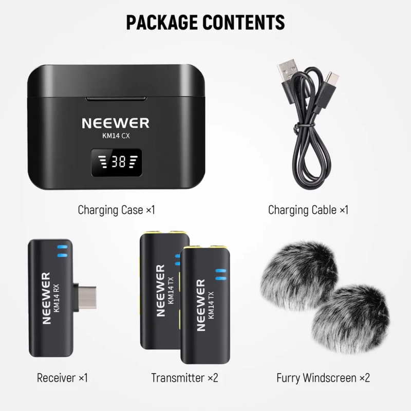 Neewer Micrófono Lavalier Inalámbrico P/ 15 Pro Max S24 S23