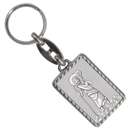 Saint Christopher – Silver Keyring with Border of the Patron Saint of Travellers and Drivers for the Keychain with Saint Figure as a Gift for Beginners Drivers, multicoloured