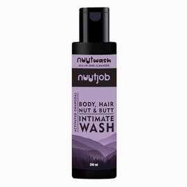 Jabón íntimo todo en uno con carbón activado Nuutwash de 6,7 onzas líquidas | Jabón íntimo para el cuerpo, el cabello, los glúteos y las nueces