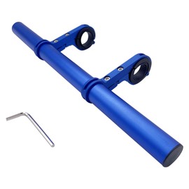 Mairhie Stationary Bike Handlebar Extender, 12 Inches Double Clamp Bike Bracket Bicycle Accessories for Phone Mount, GPS, Light Lamp (Blue)