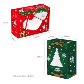 wraphay 24pack holiday patterns Christmas Cookies Boxes with Window Red and Green Xmas Macaron Packaging Boxes Macaron Container Bakery Boxes Strawberry Chocolate Covered Treat Boxes