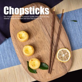 5 Pairs Chopsticks, Chinese Style Boxed Reusable Chop Sticks with Lucky Character, for Household Exclusive, Gift, Housewarming Memorial, Business Customization(Wenge Wood Five Pairs Box)