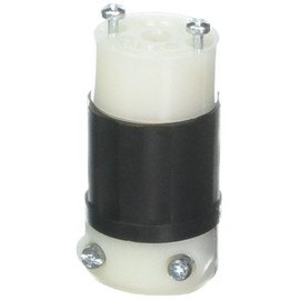 Leviton Mini Locking Connector, NEMA 15 Amp, 125 Volt, Industrial Grade, ML2R, Black & White